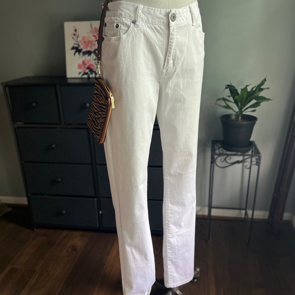 White Women’s Stretch Skinny Leg Jeans Pants Size 14